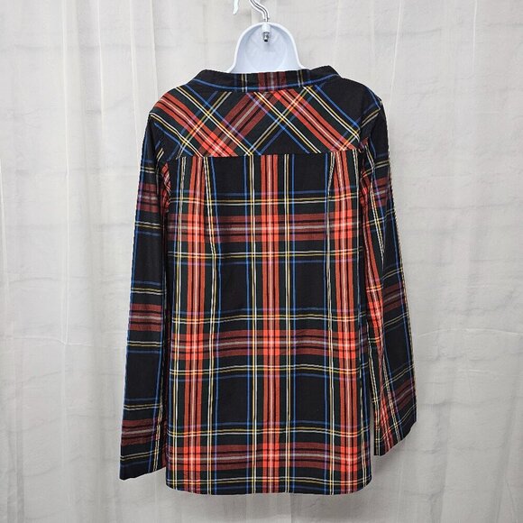 J. Crew Blue Red Plaid Preppy Blouse Hi-Low 10T - Picture 7 of 11